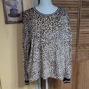 Simply Vera Vera Wang Animal Print Fleece Lounge Top XL